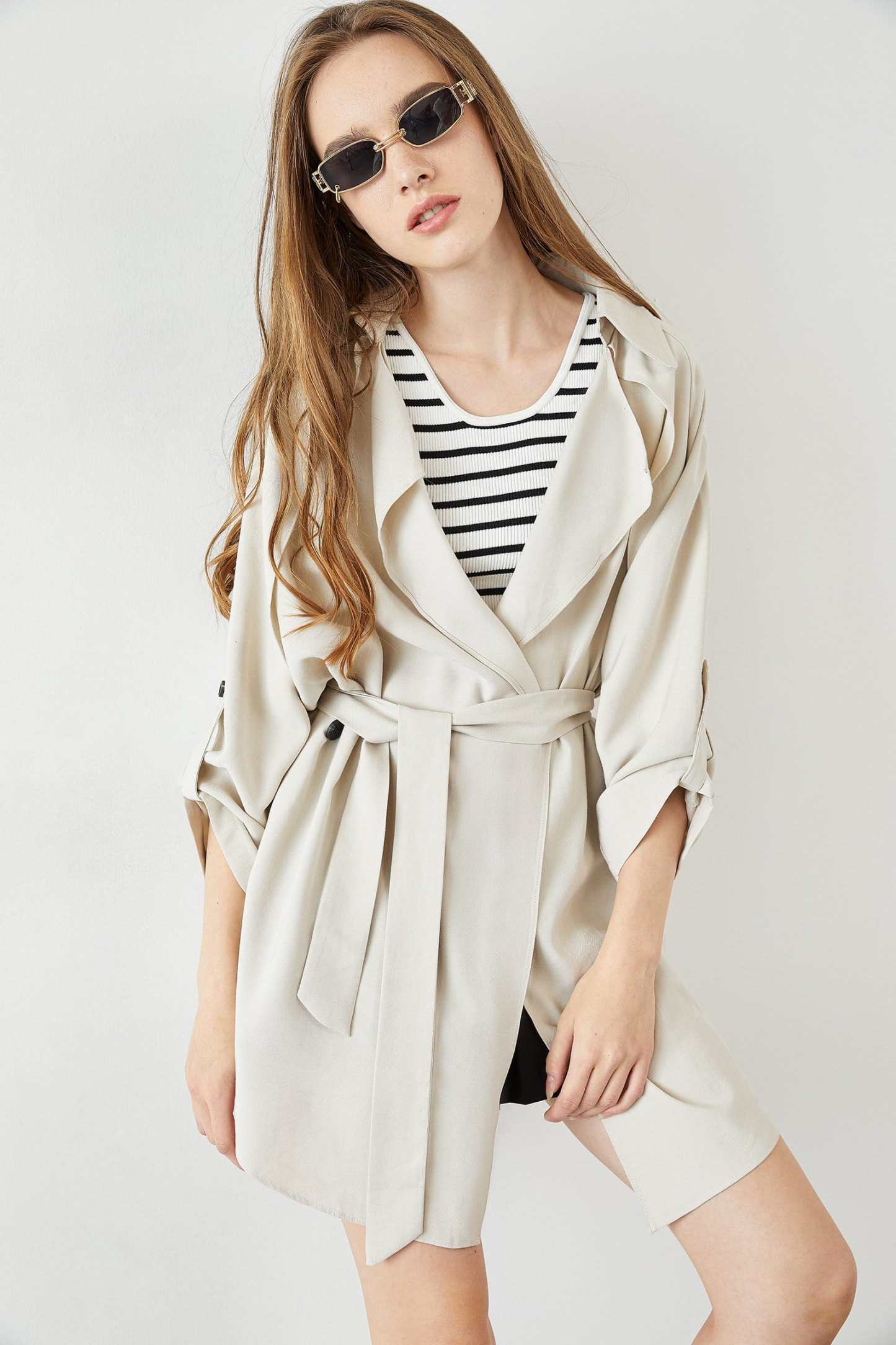 Jaida Beige Medium Sleeve Jacket