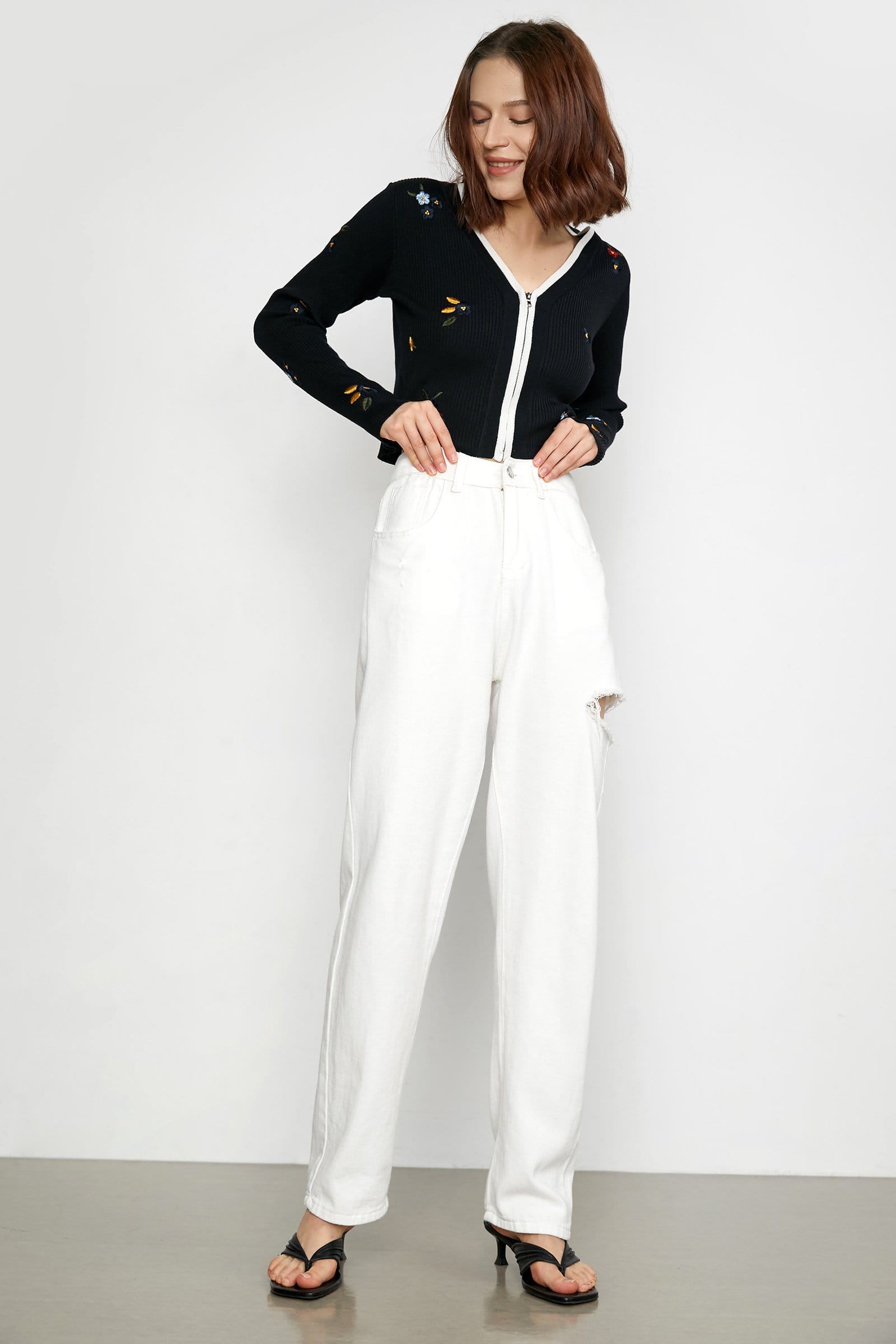 Gillespie Black Contrast Trim Cardigan