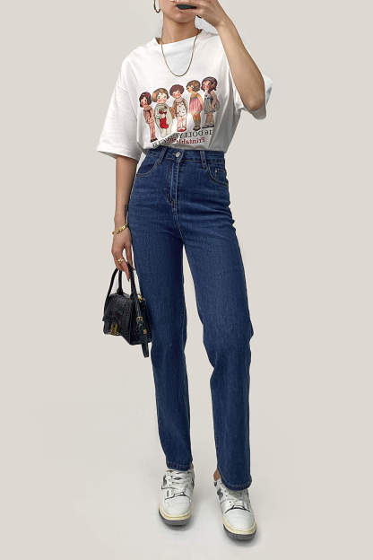 White Relaxed Fit Graphic T-shirt