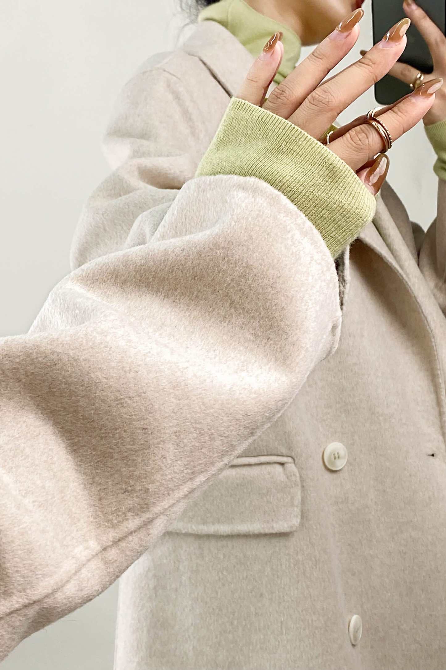 Gainsboro Premium Wool Double-Breasted Collared Longline Coat