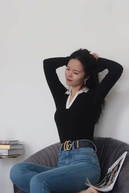 Contrast Collar Black Sweater