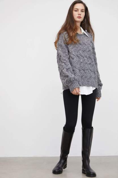 Maeve Charcoal Chunky Sweater