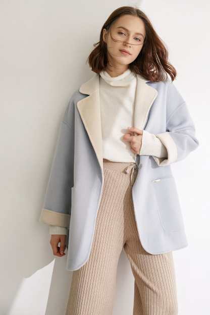 Verge Pale Turquoise Premium Wool Drop Shoulder Coat