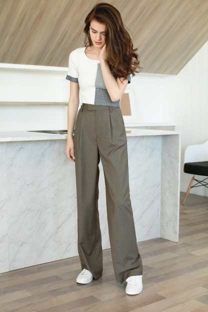 Business Essential Dark Khaki Wide Slacks
