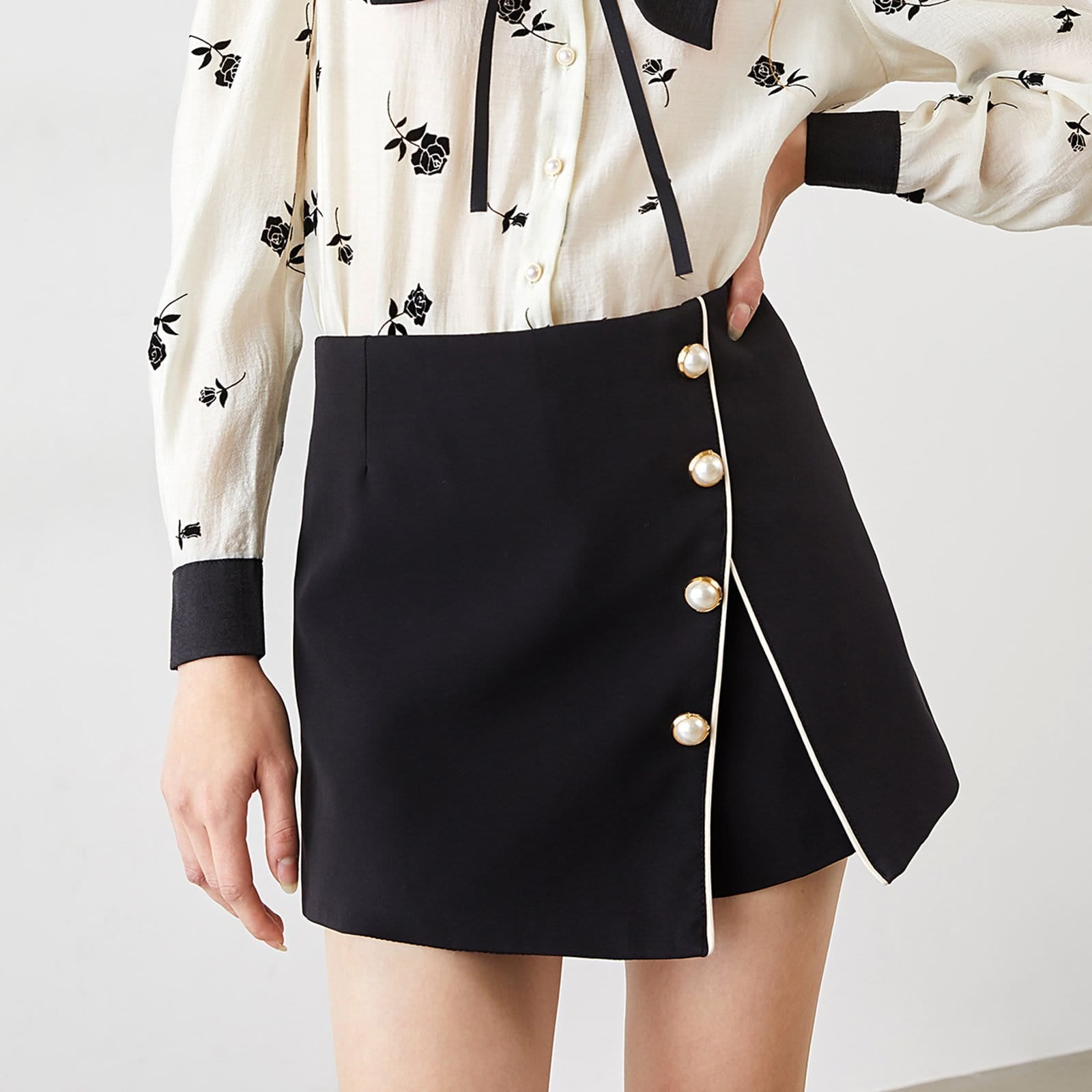Zahara Black Contrast Skirt