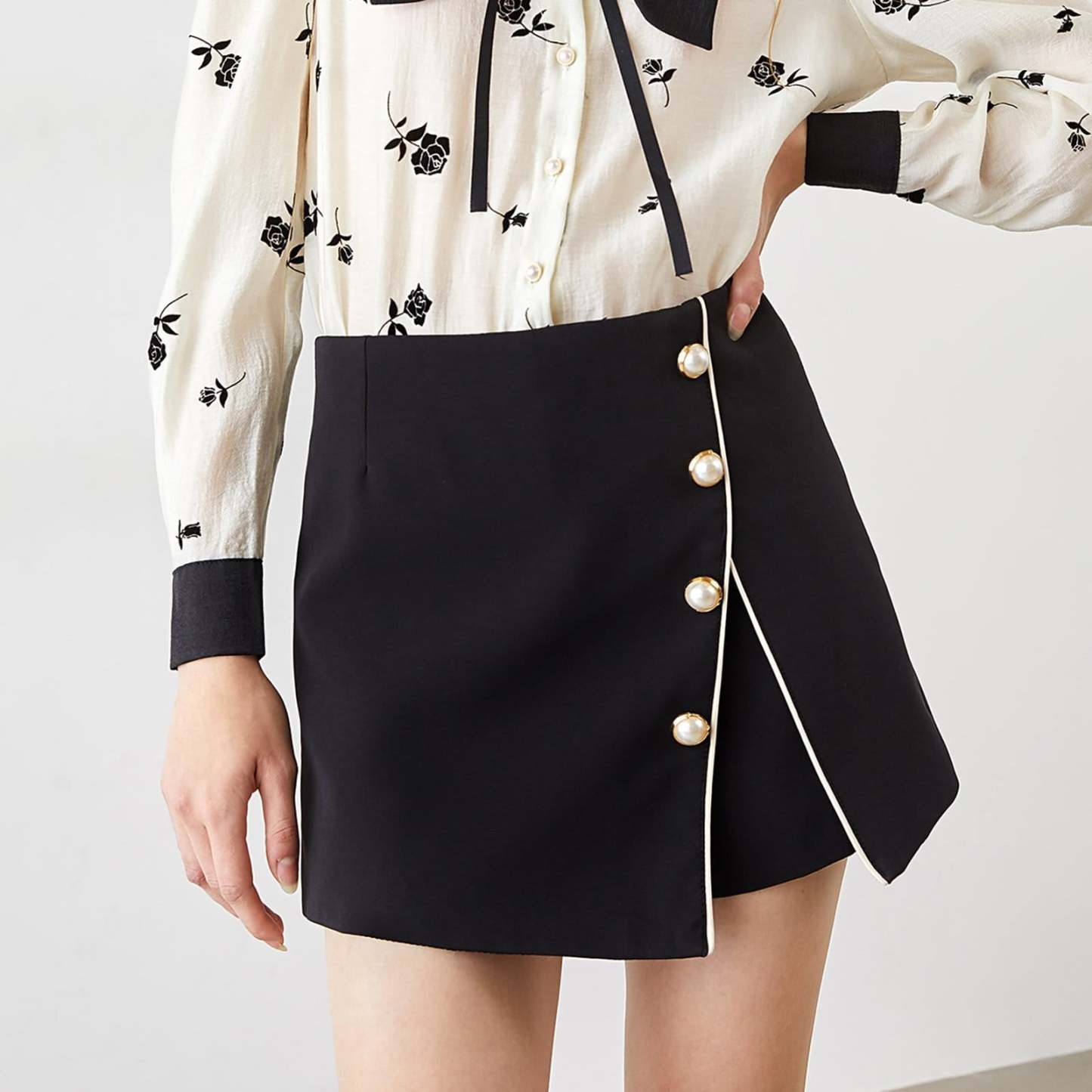Zahara Black Contrast Skirt