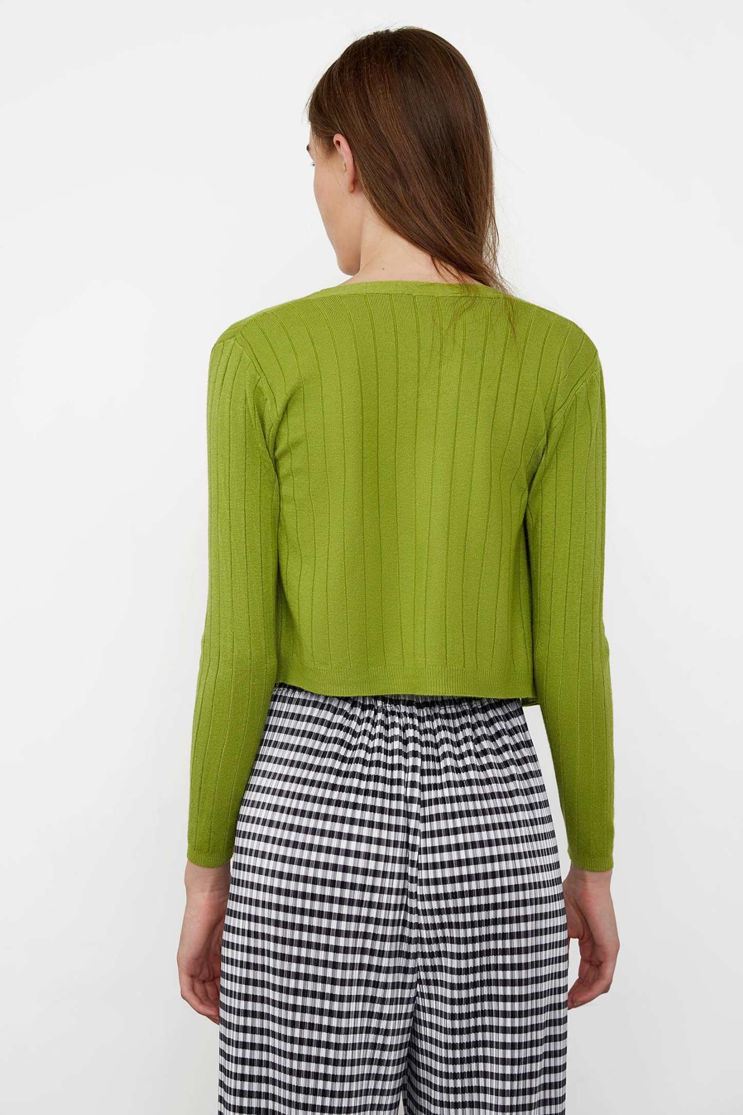 Abril Green Yellow Button-Up Cardigan