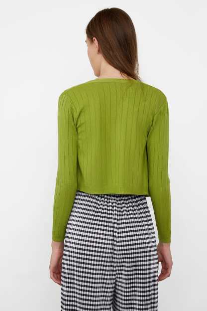 Abril Green Yellow Button-Up Cardigan