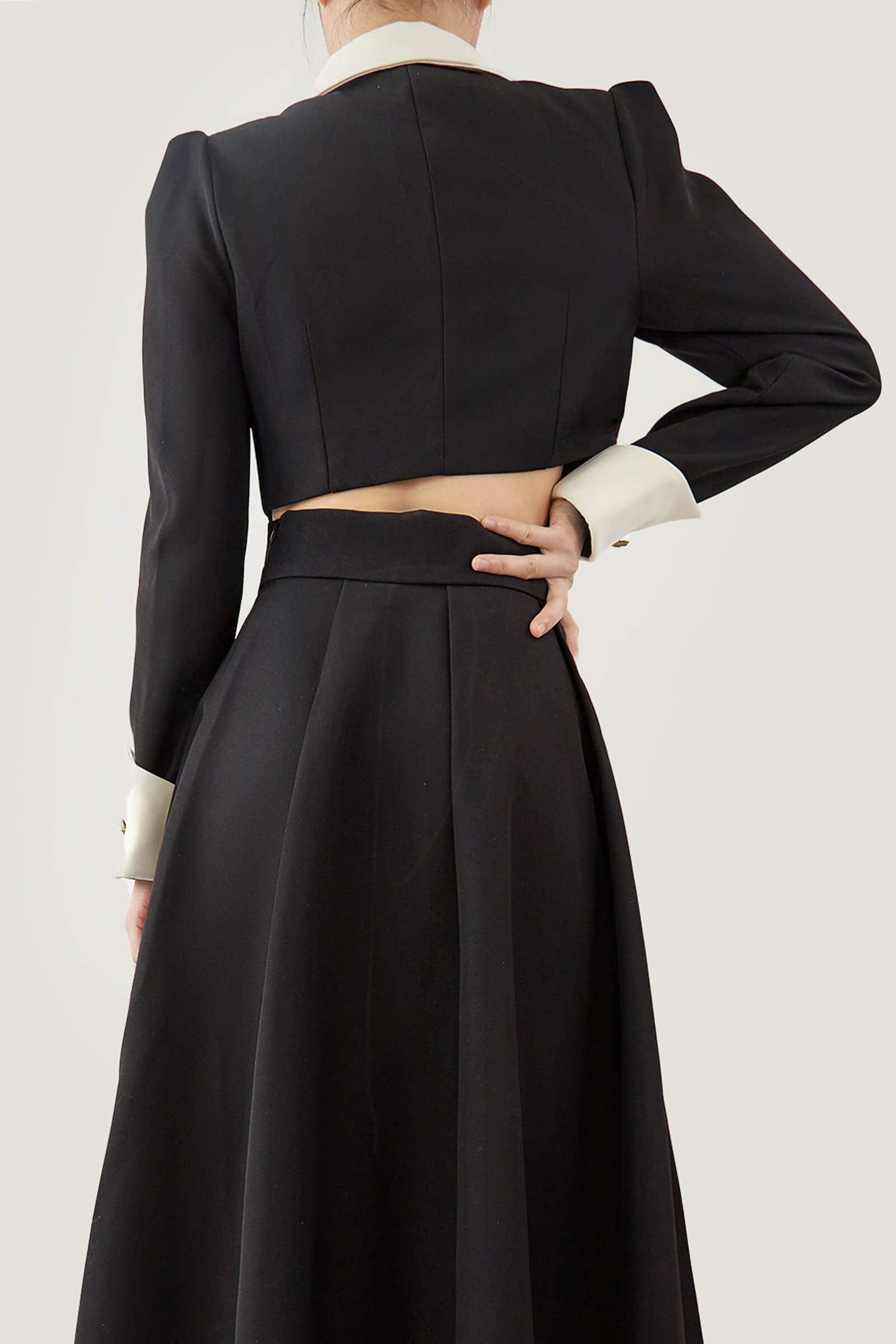 Black Frenchy Double-Breasted Cropped Blazer