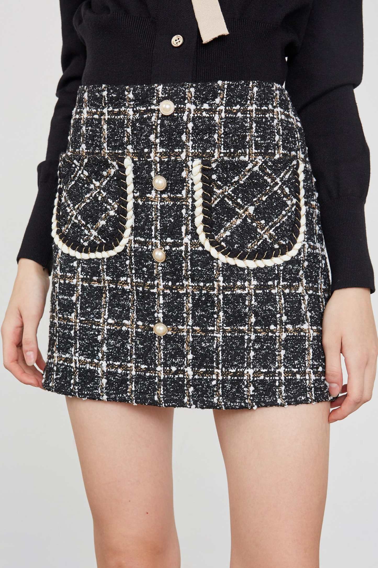 Brisa Black Plaid Skirt Black