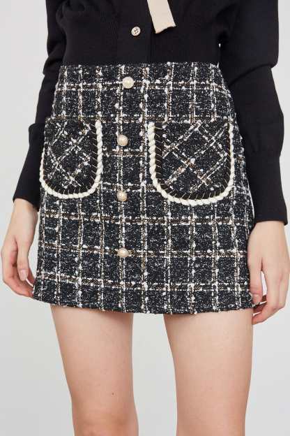Brisa Black Plaid Skirt Black