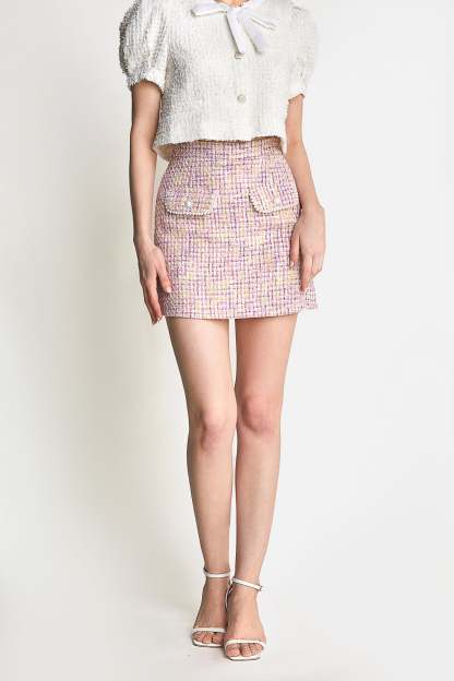 Pink Fake Pocket Skirt