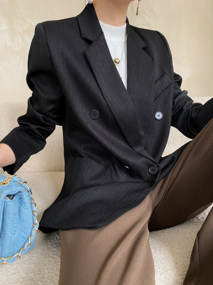 Black Texture Foreshoulder Blazer