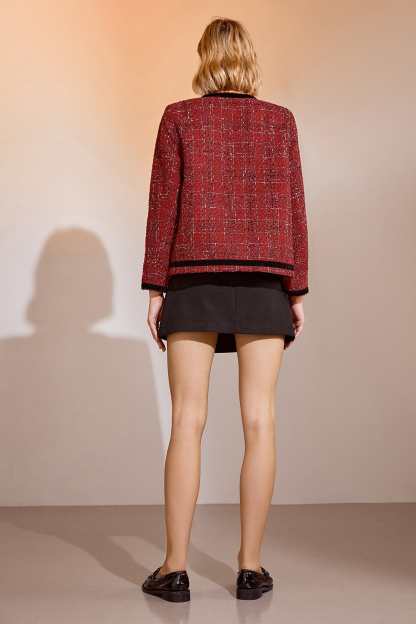 Finlay Fire Brick Bow Textured Jacket