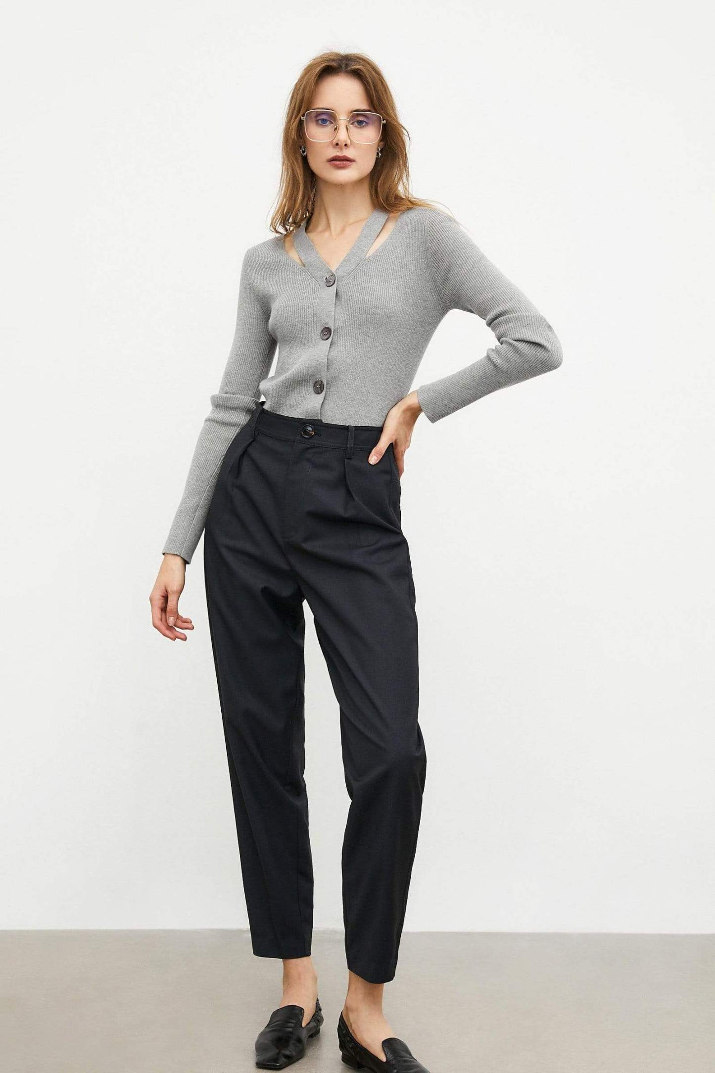 Grey Button-Up Cardigan