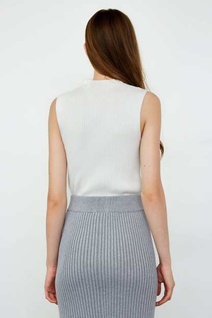 Taryn White High Collar Sleeveless Tank Top