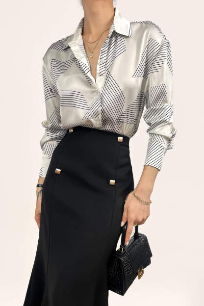 Black High-Rise Ruffle Midi Skirt