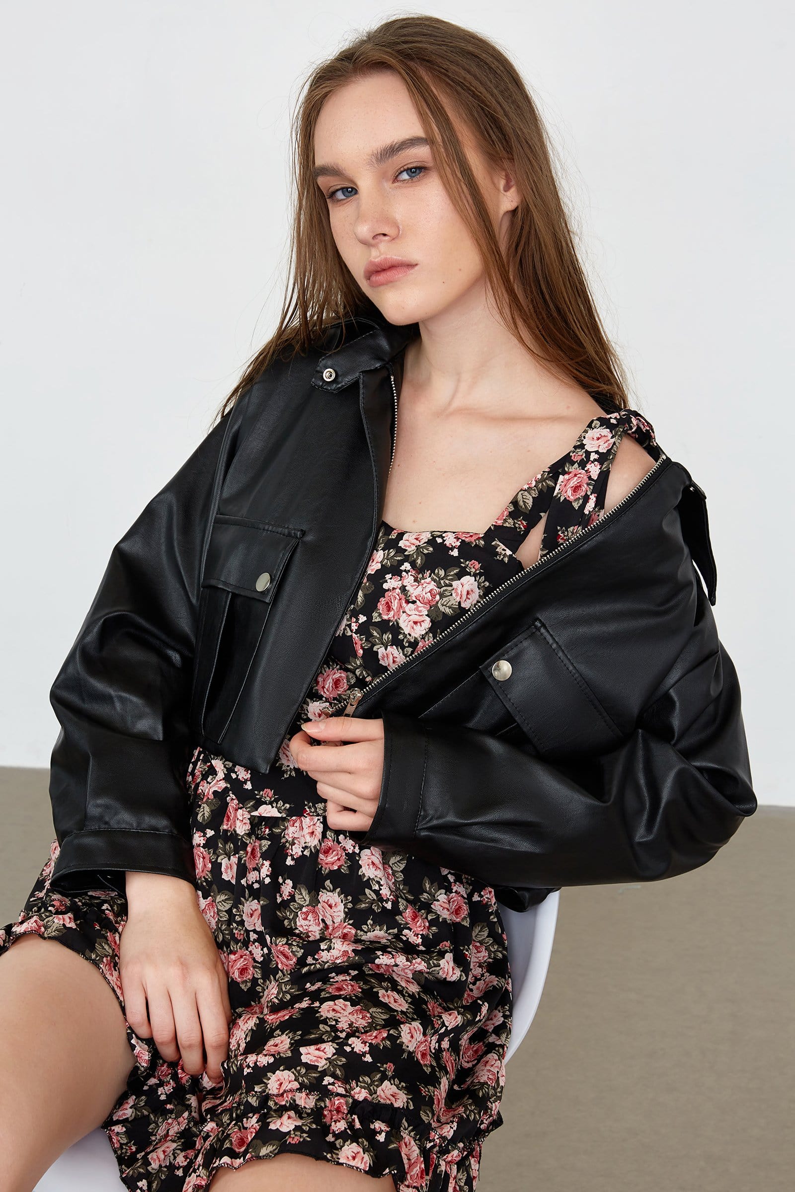 Aiko Black Floral Mini Dress