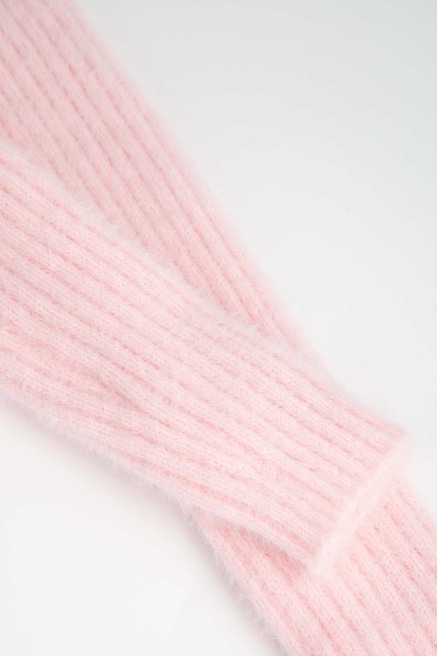Pink Ruffle Trim Ribbed Knit Fitted Cardigan