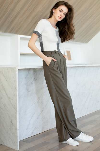Business Essential Dark Khaki Wide Slacks