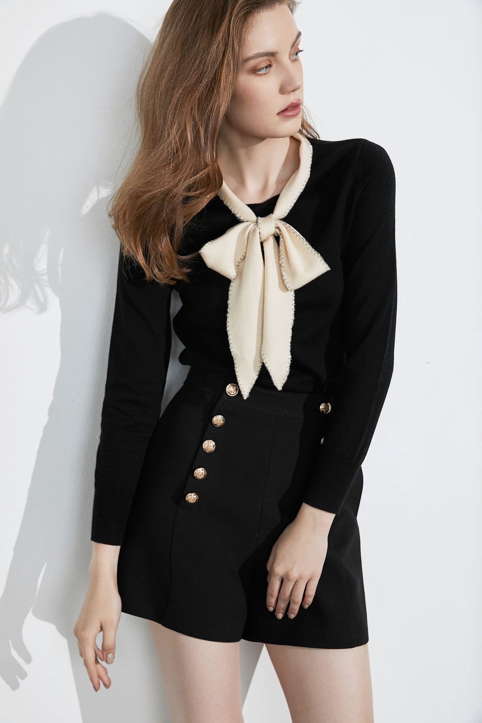 Clara Black Bow Neck Sweater