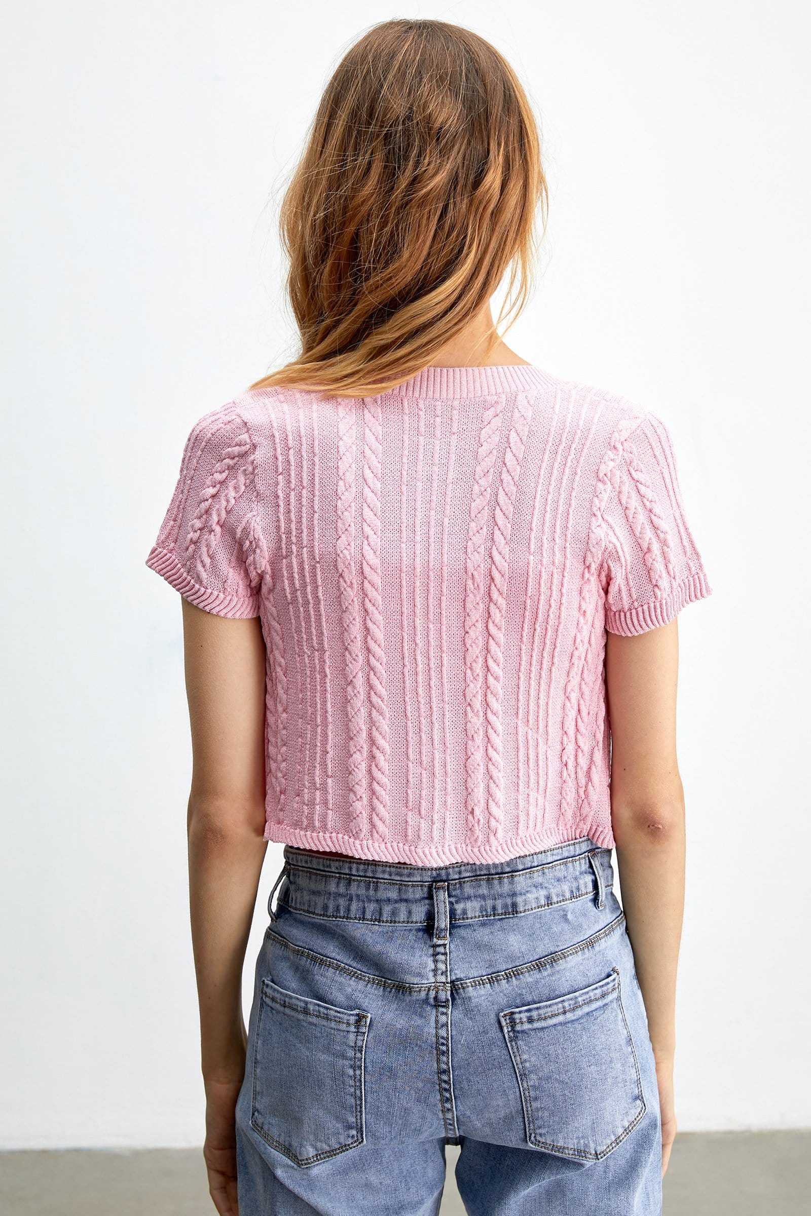 Athena Pink Short Sleeve Button Cardigan Set