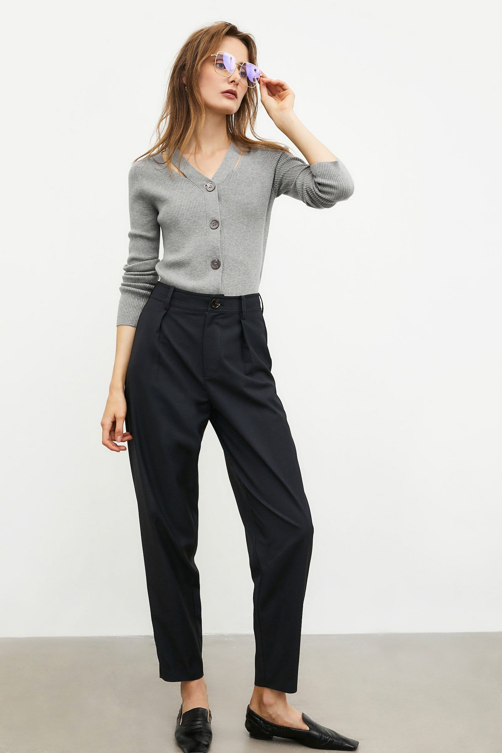 Grey Button-Up Cardigan
