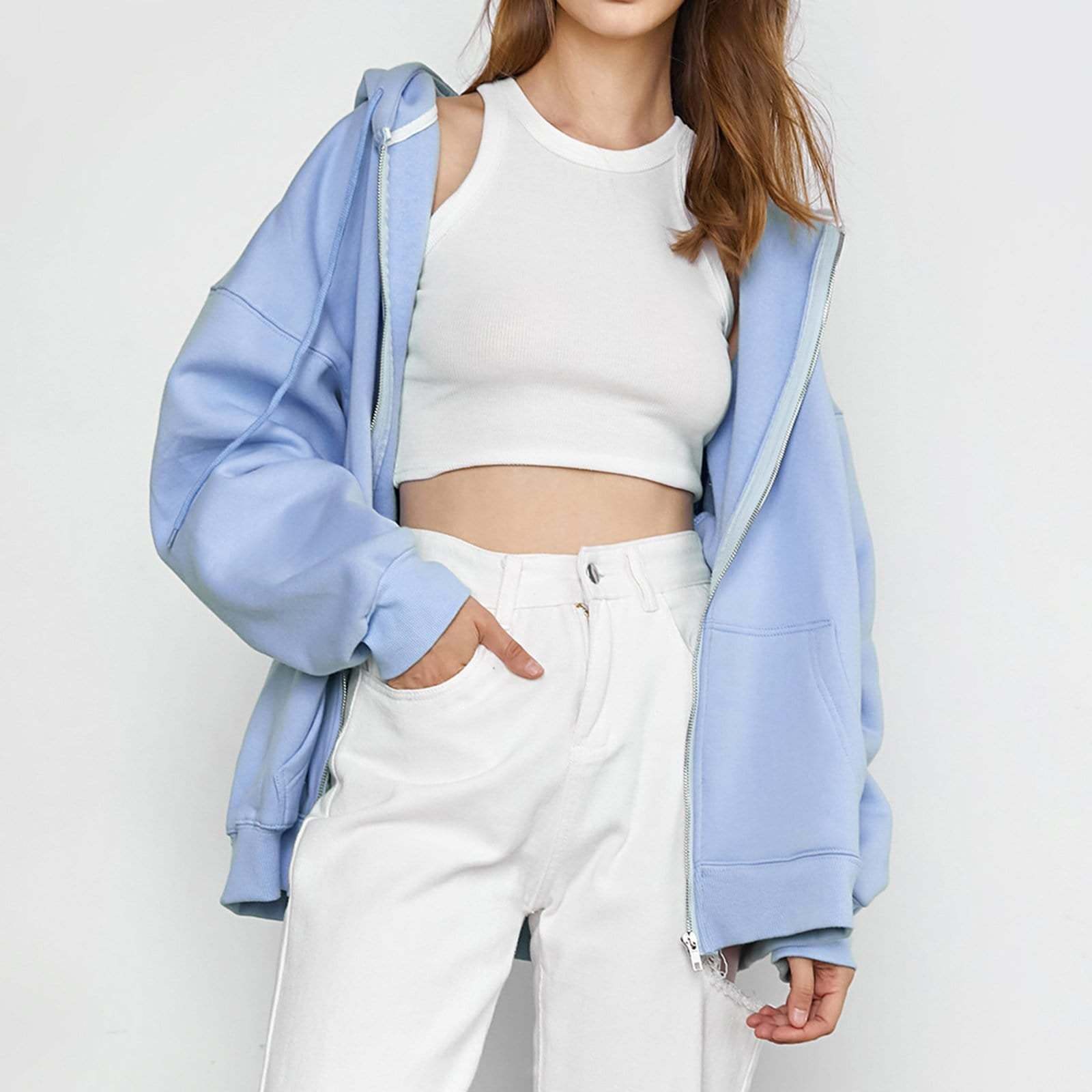 Hendrik Light Blue Zip Up Hoodie