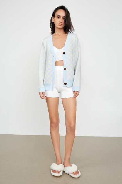 Jaycie Light Blue Plaid Cardigan