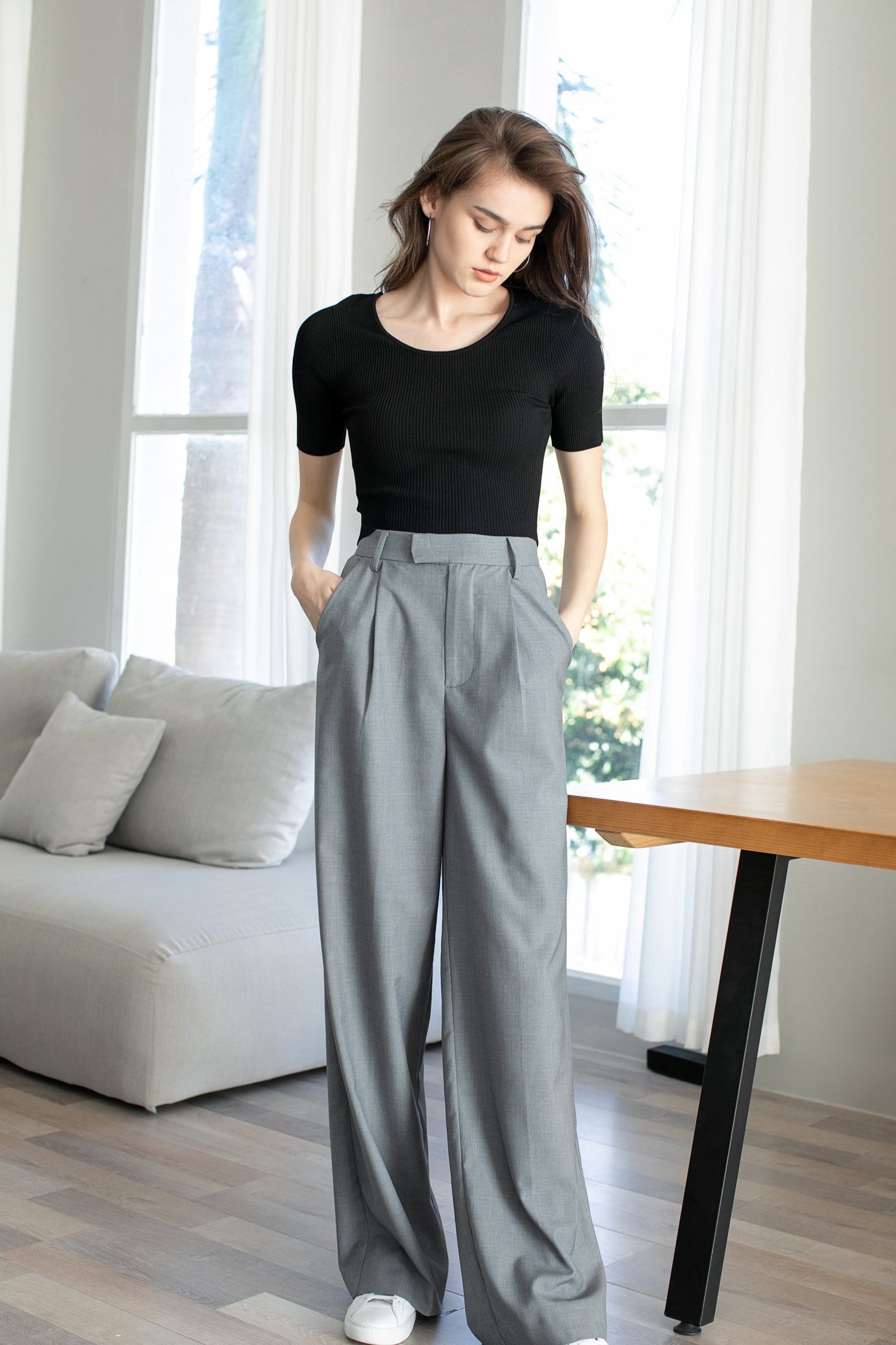 Business Essential Grey Wide Slacks