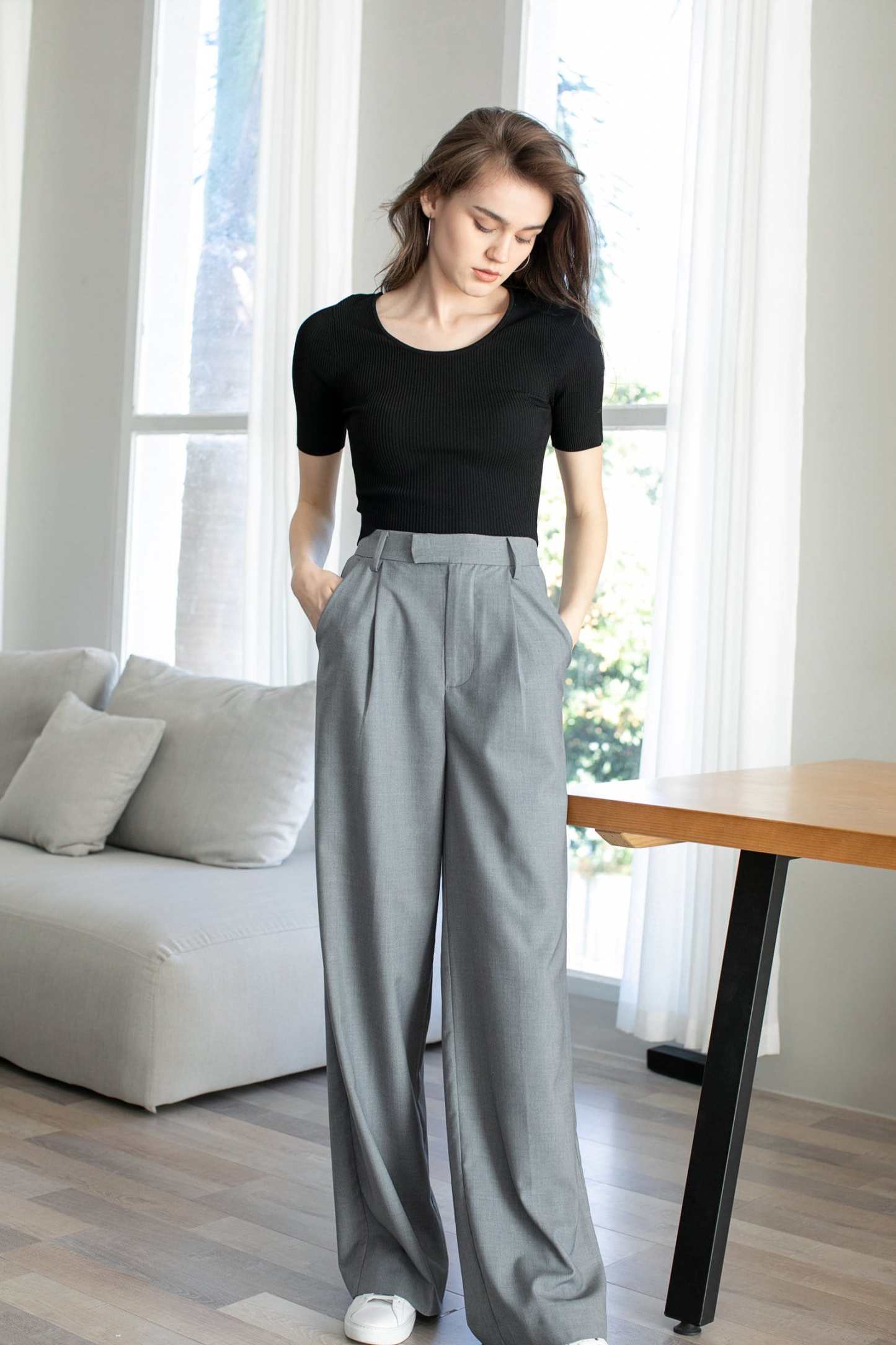 Business Essential Grey Wide Slacks