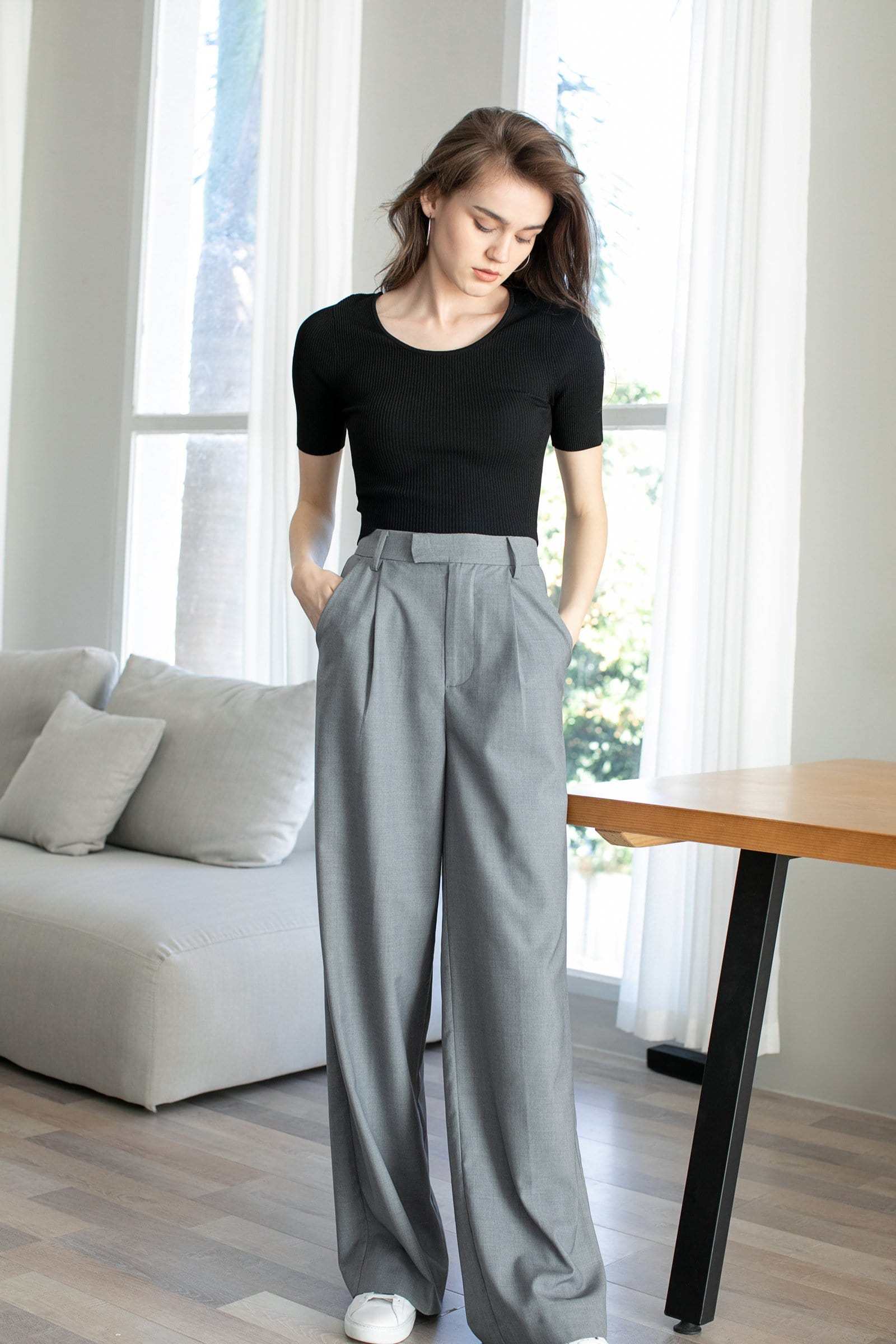 Business Essential Grey Wide Slacks