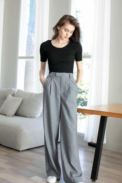 Business Essential Grey Wide Slacks