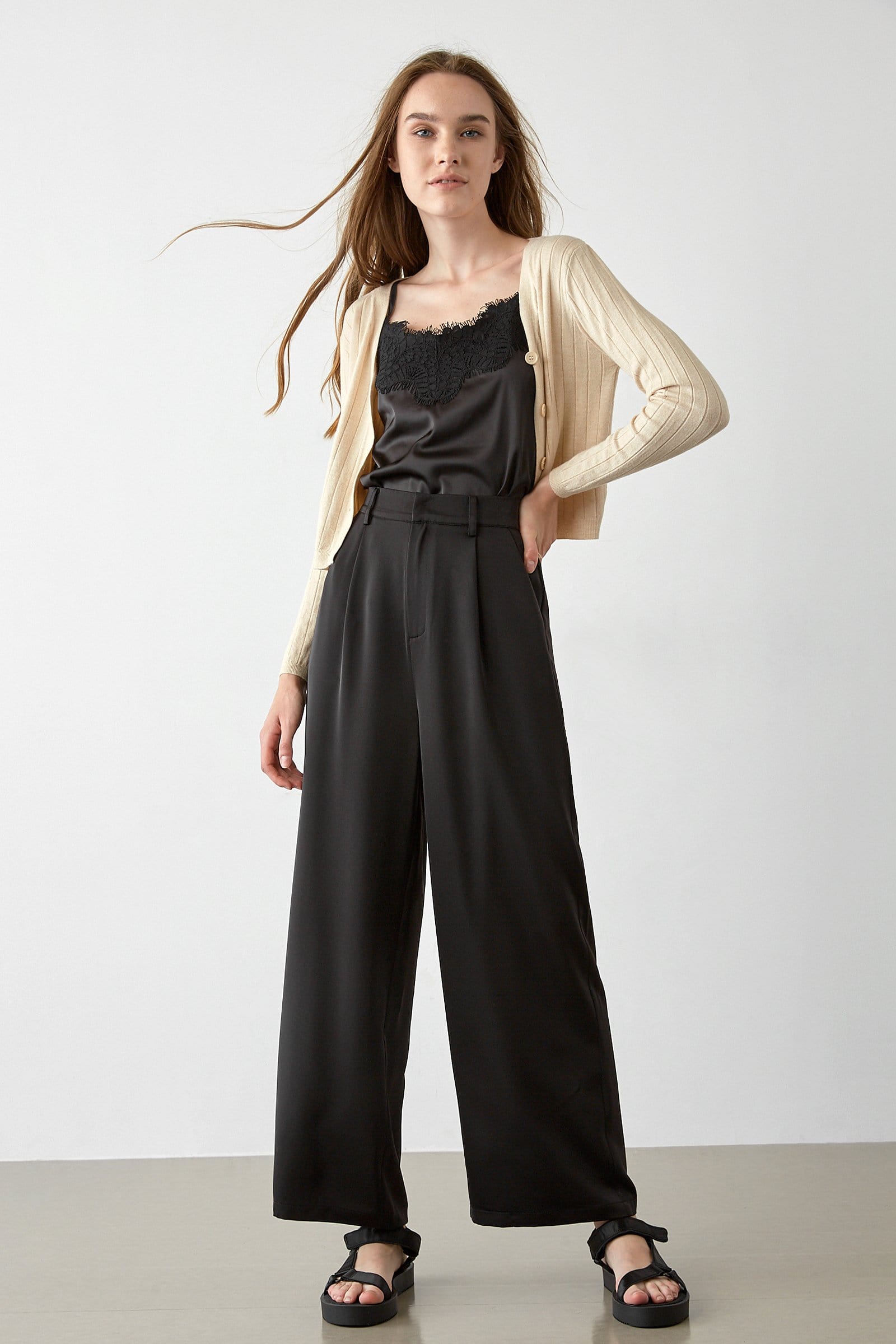 Abril Beige Button-Up Cardigan