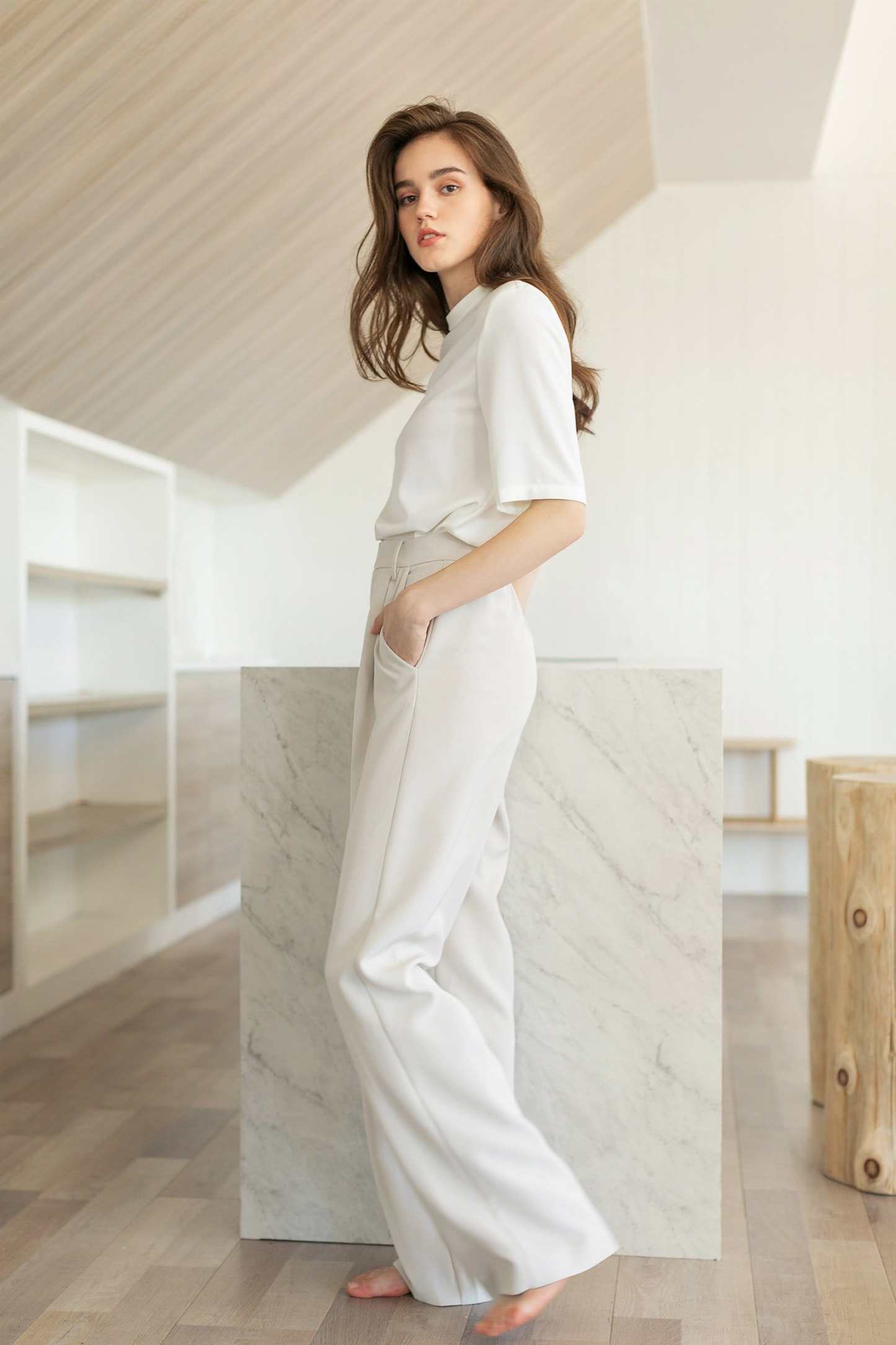 Business Essential Ivory Wide Slacks