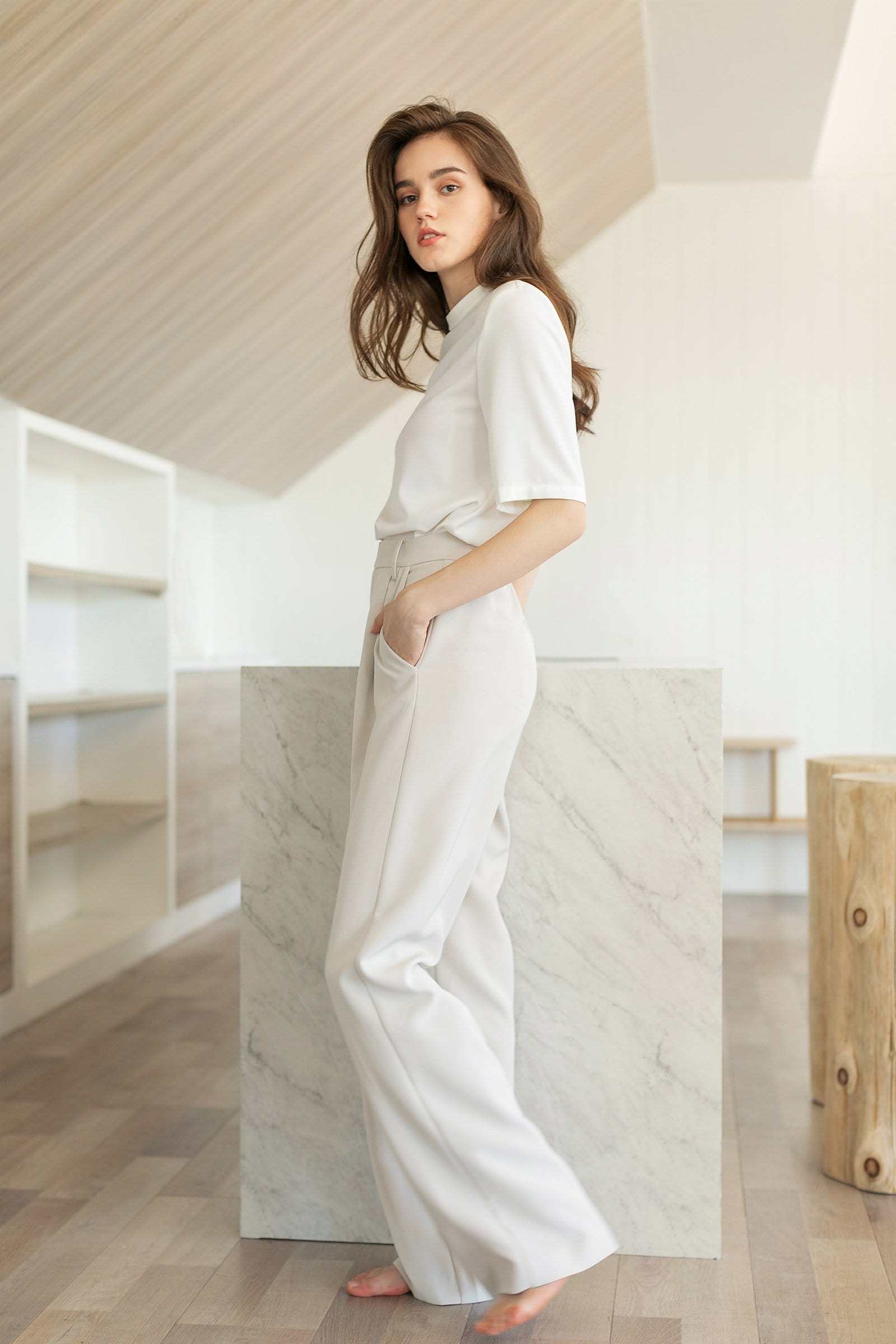 Business Essential Ivory Wide Slacks