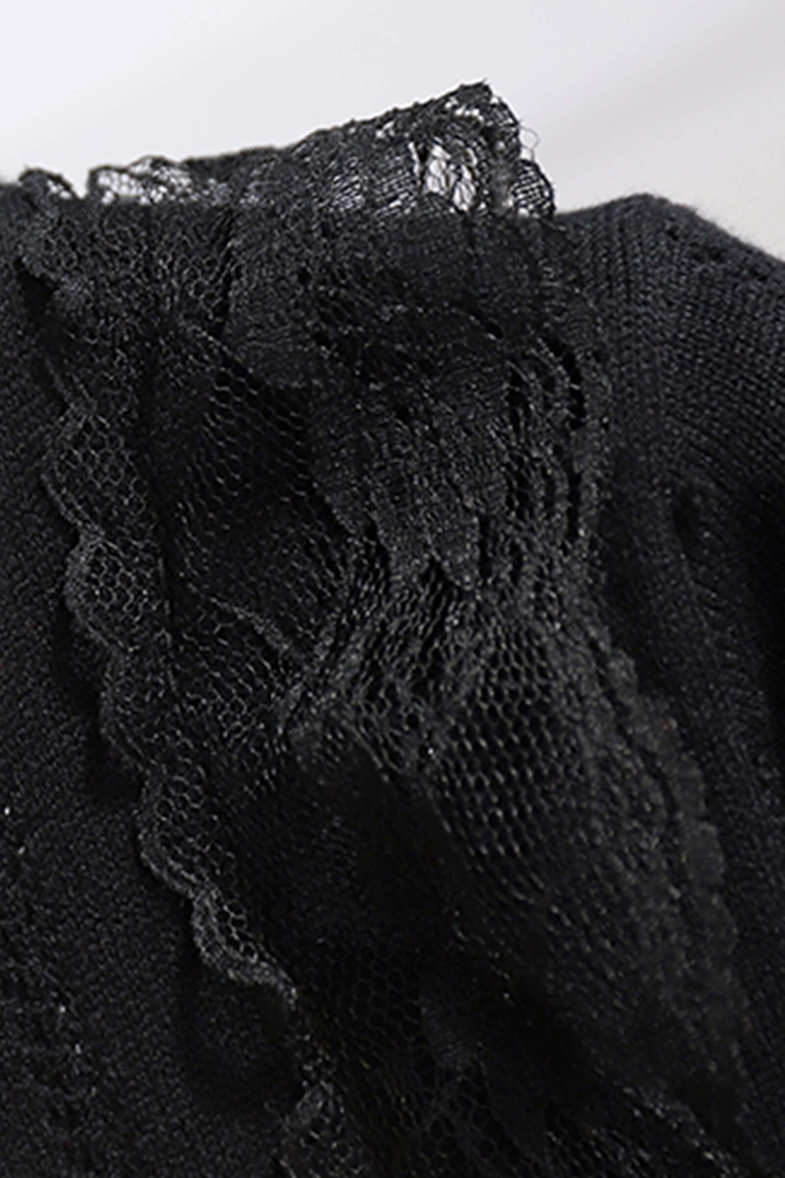 Black V Lace-Trim Cardigan