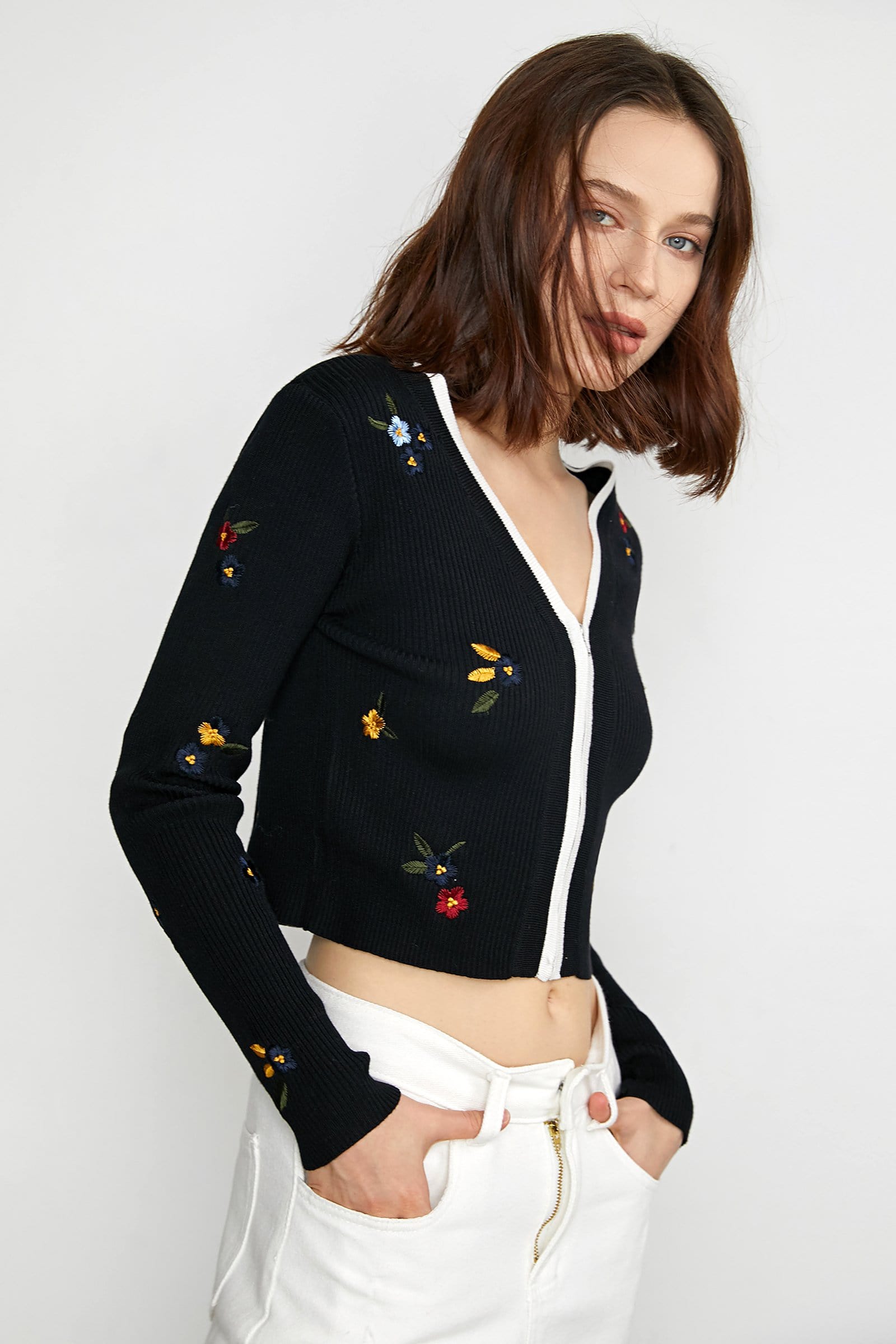 Gillespie Black Contrast Trim Cardigan