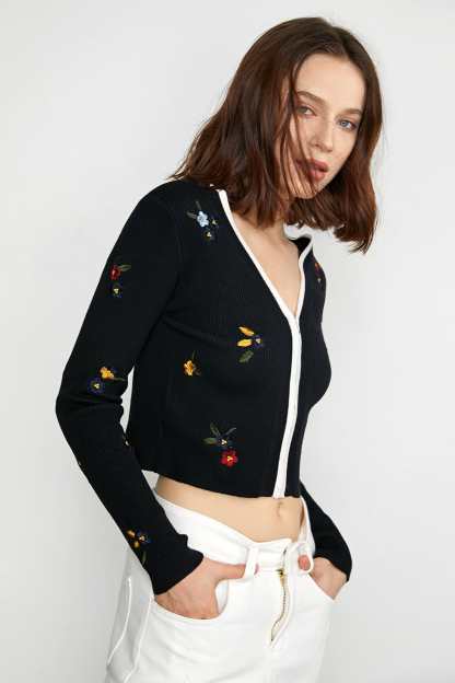 Gillespie Black Contrast Trim Cardigan
