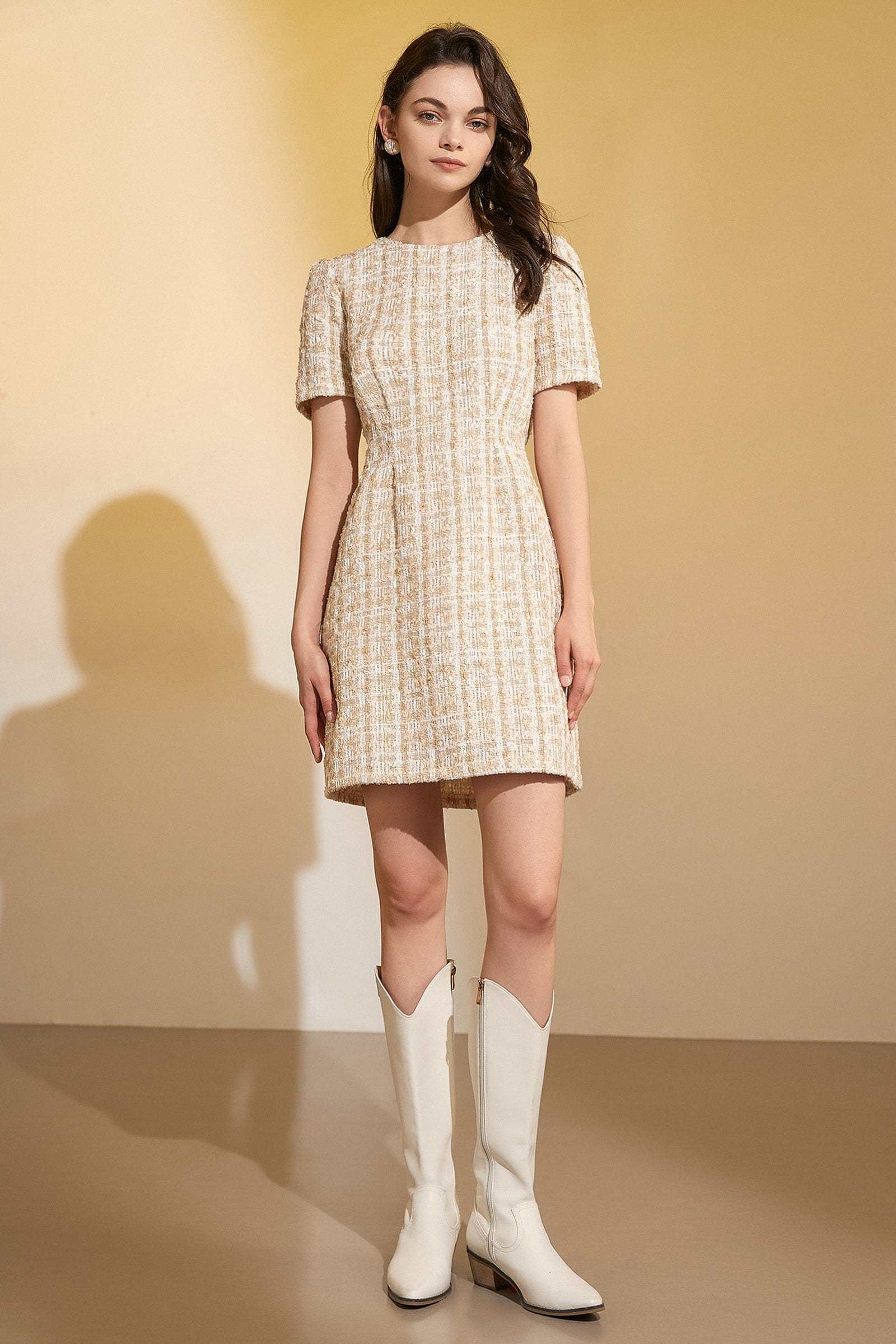 Begia Short Sleeve Crew Neck Mini Dress