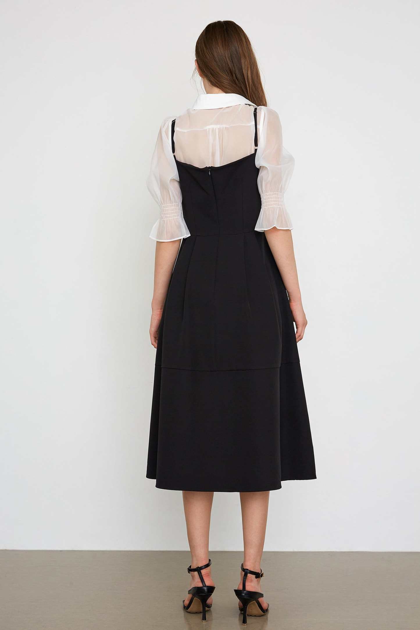 Astraea Black Slit Hem Midi Dress