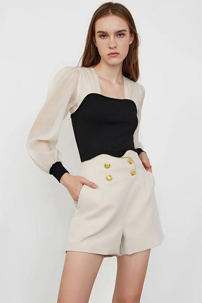 Emmalee Black Puff Sleeve Blouse-J.ING