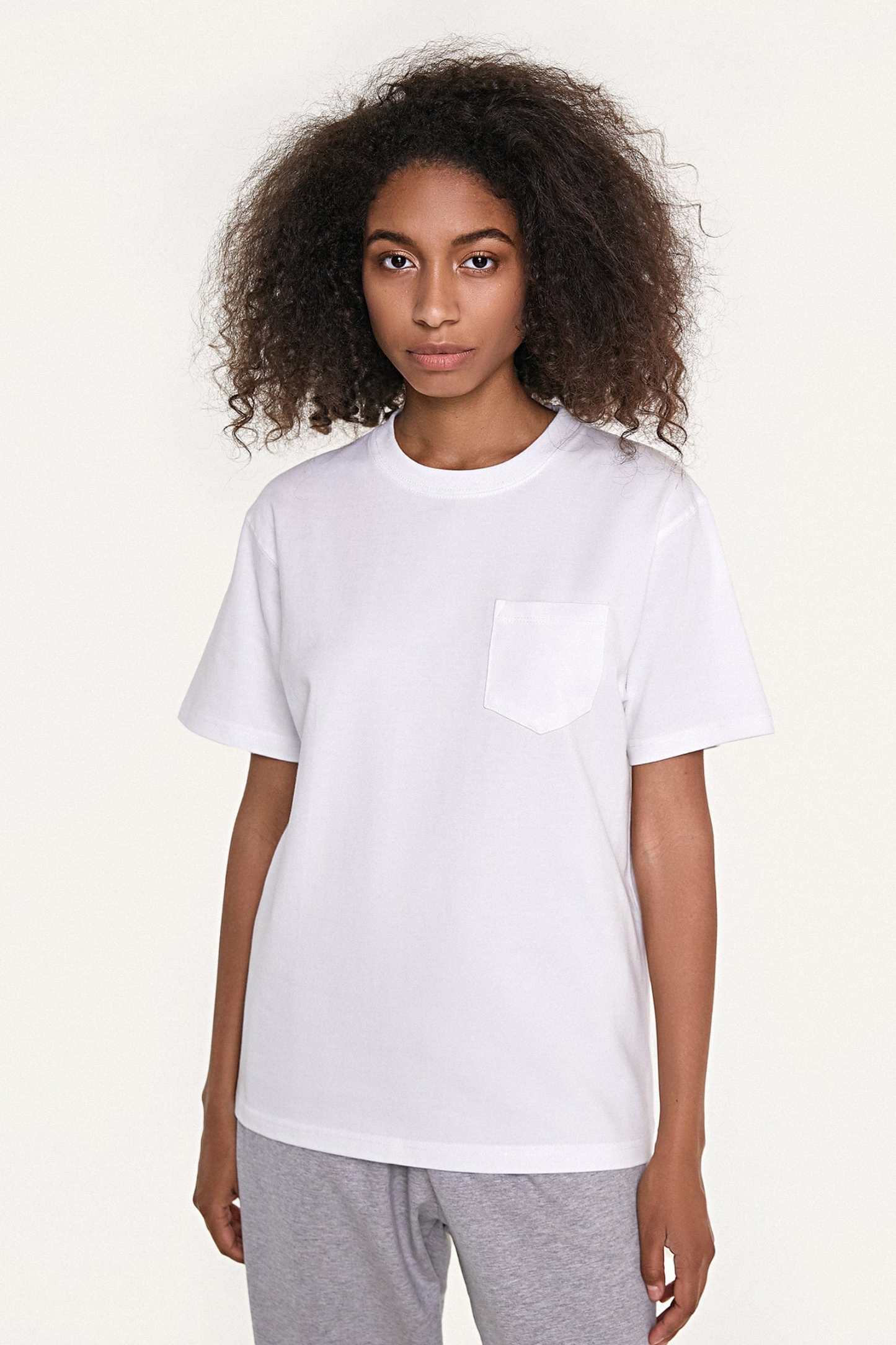 Women’s White Chest-Pocket Cotton T-Shirt