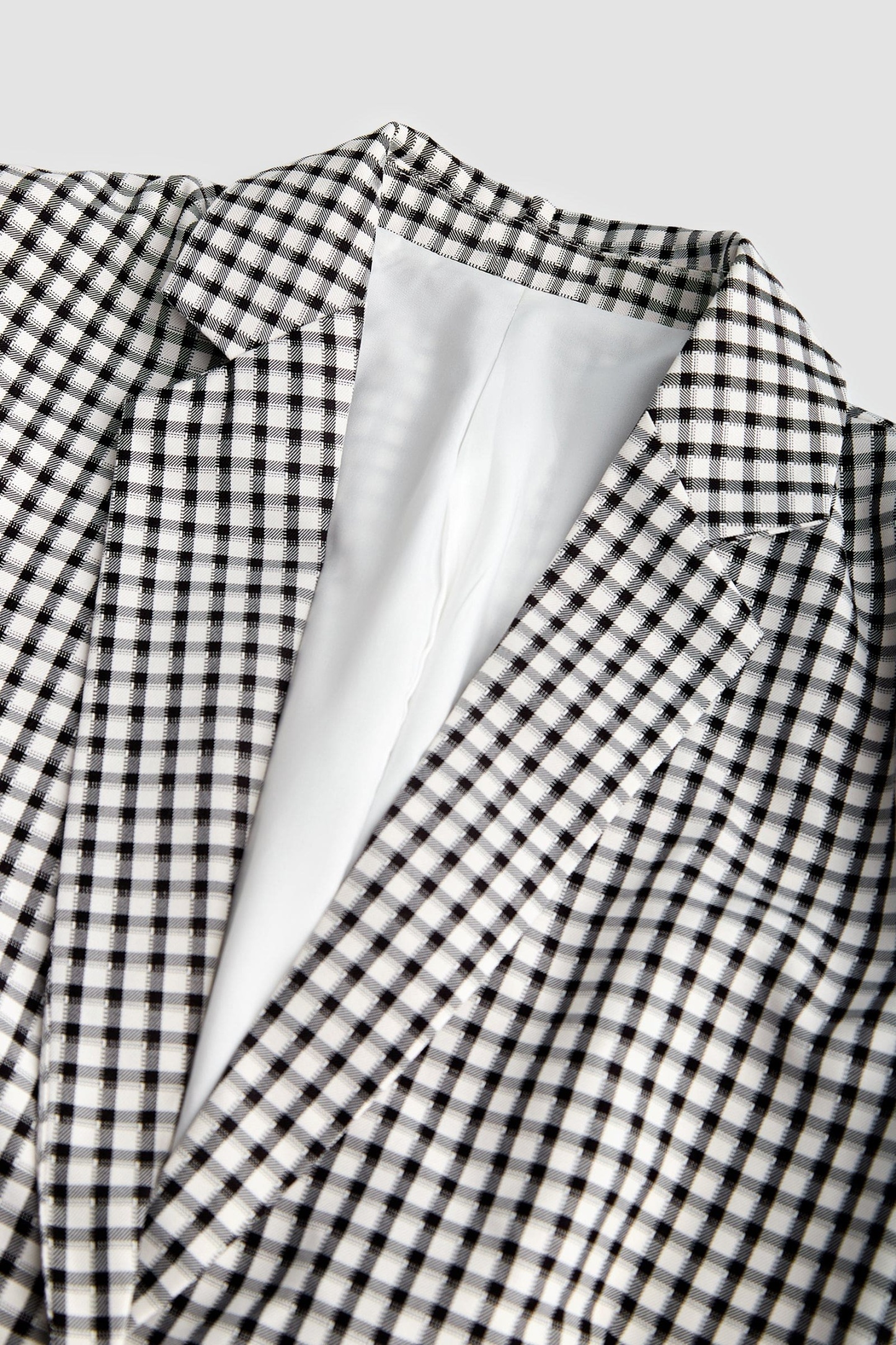 Grey Checked Single-Breasted Blazer