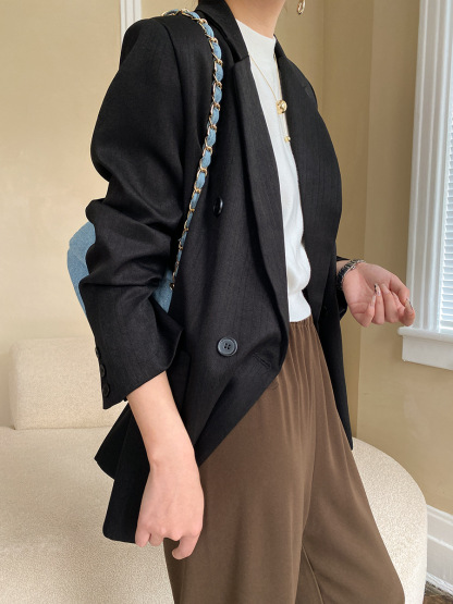 Black Texture Foreshoulder Blazer