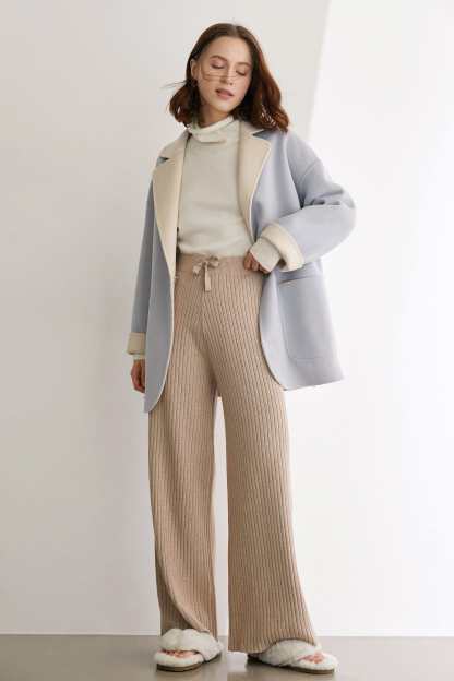 Verge Pale Turquoise Premium Wool Drop Shoulder Coat