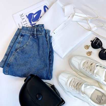 White Pocket Detail Cropped Shirt
