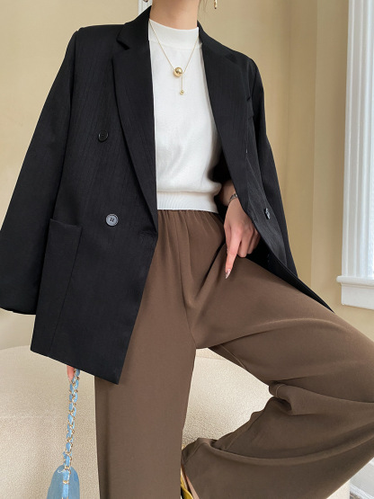 Black Texture Foreshoulder Blazer