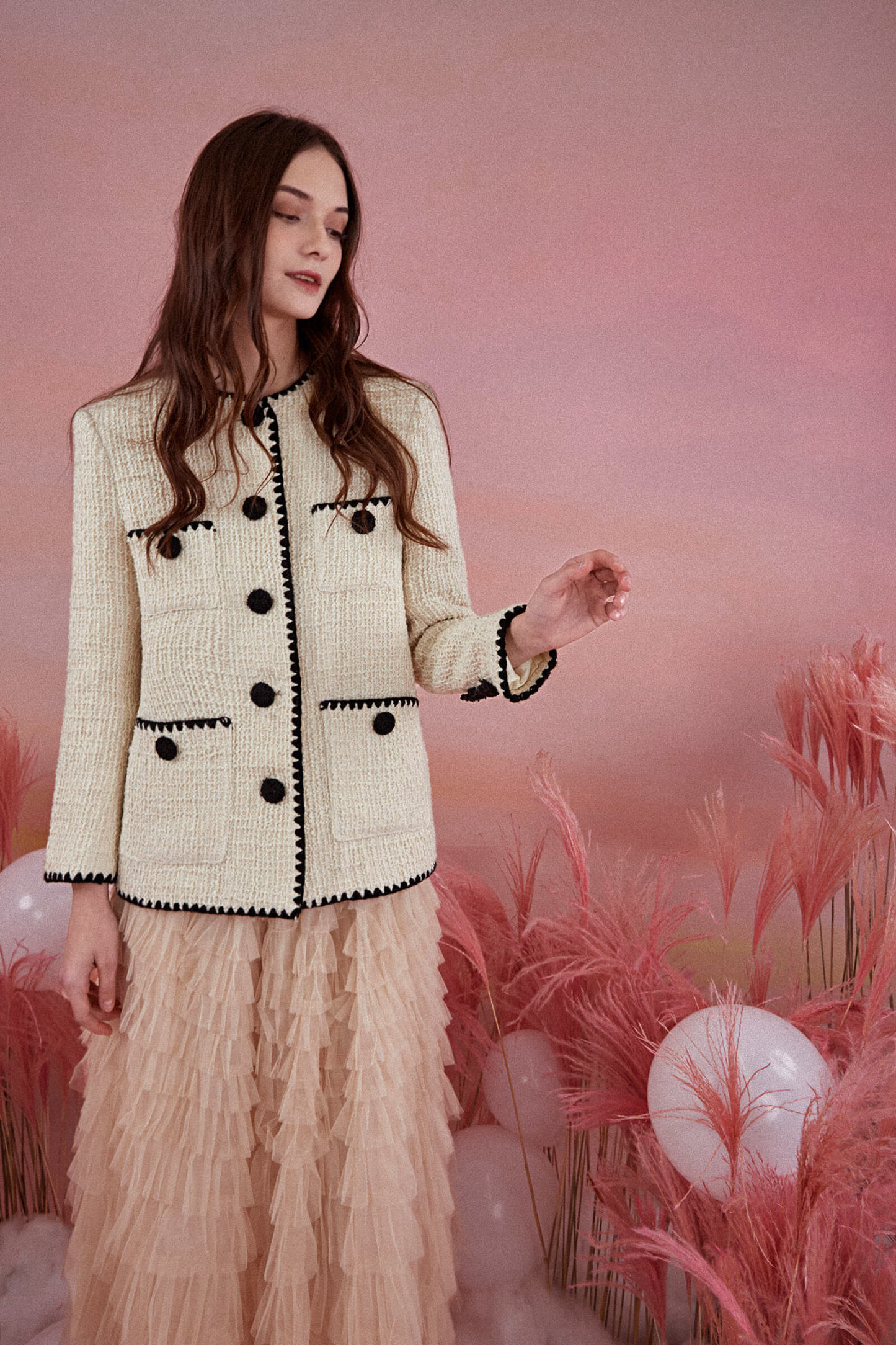Beige Buttun-Up Patched Pockets Jacket