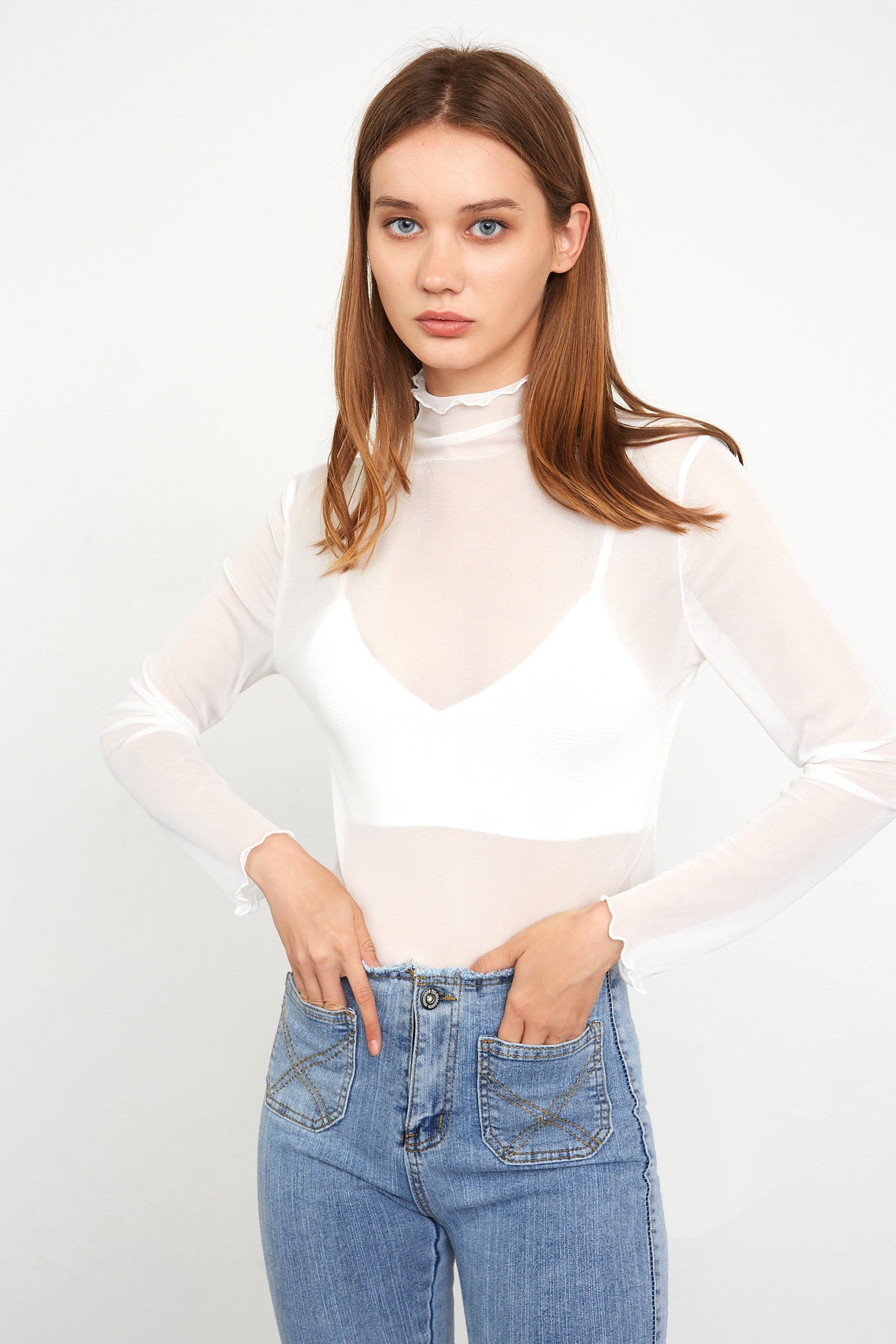 Alessi White Semi-Sheer Blouse
